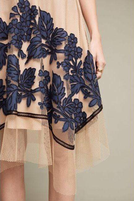 Dorset Skirt - Floral Netted Skirt - Red/Blue